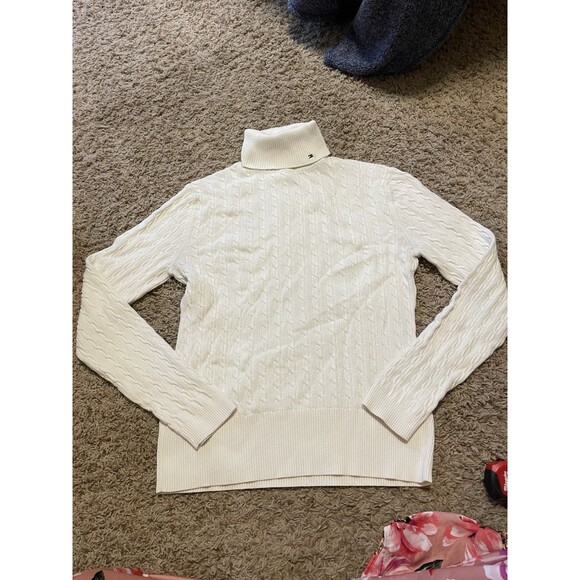 Tommy Hilfiger Women's Turtleneck Pullover Sweater, White, Size L - Picture 1 of 8